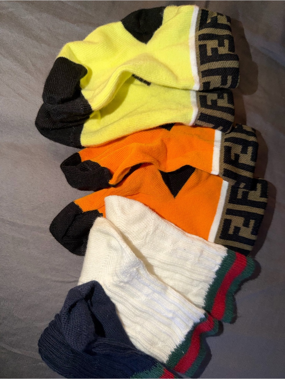 Fendi GUCCI Kids bundle Logo Accent Socks - Yellow, Orange, White, Navy